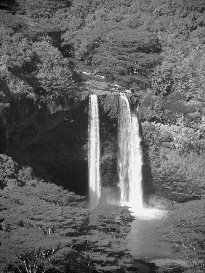 Twin Cascades Wailua Falls Kauai Photo G-Paz-y-Mino-C 2014